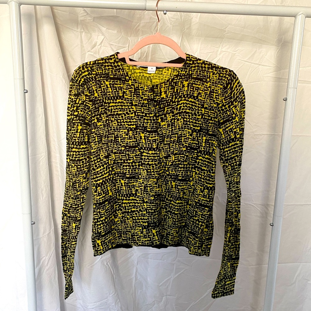 Diane von Furstenberg Yellow and Black Knit Cardigan